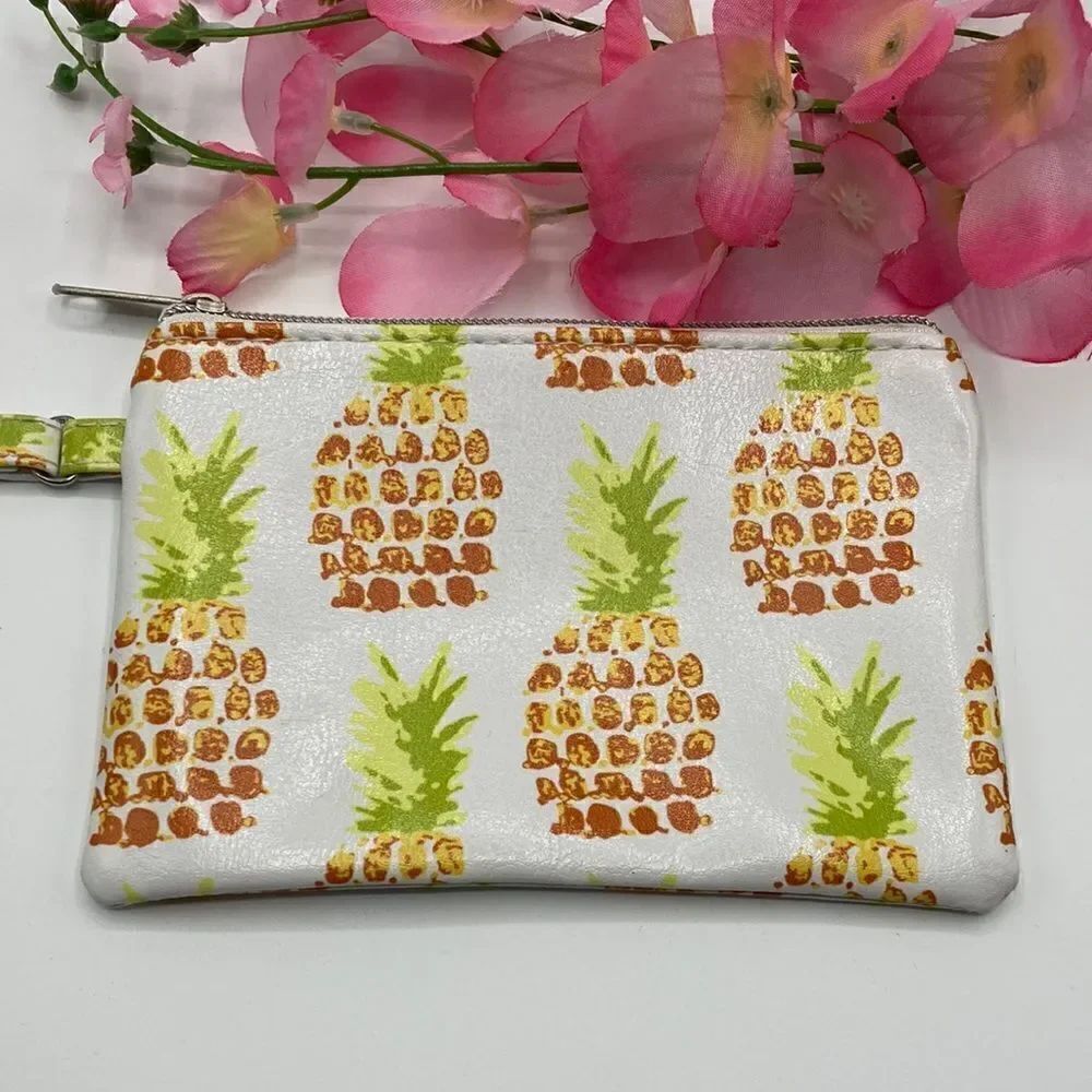 Womens Pineapple Print Wristlet Bag Coin Purse
